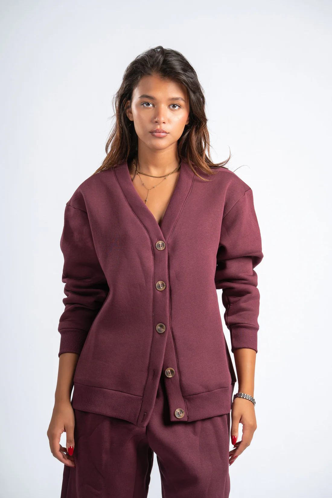 Burugundy Button Cardigan