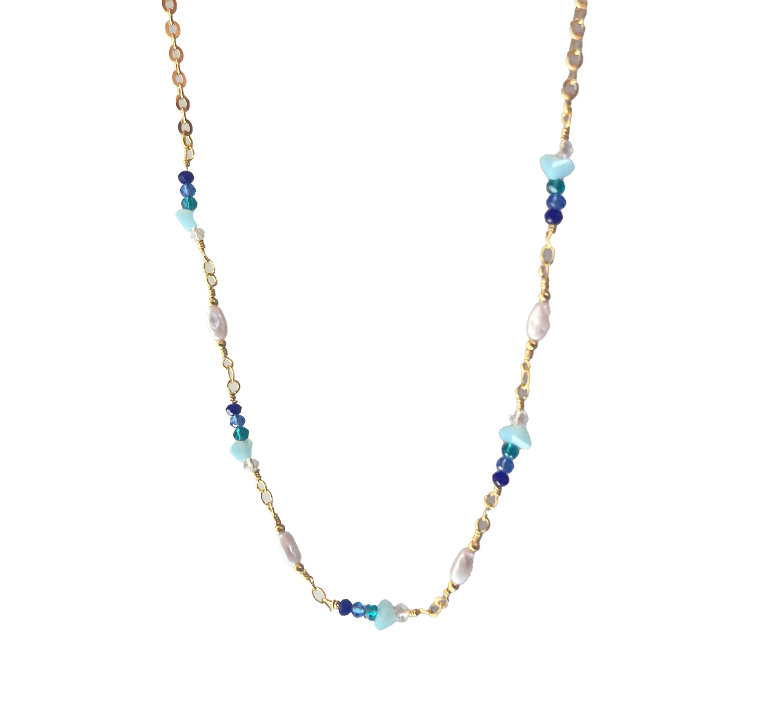 Blue Stone Necklace Gold Plated